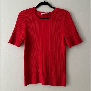 Trina Turk Woman’s Knit Top T-Shirt Red Stretch Size XL Short Sleeve Preppy EUC
